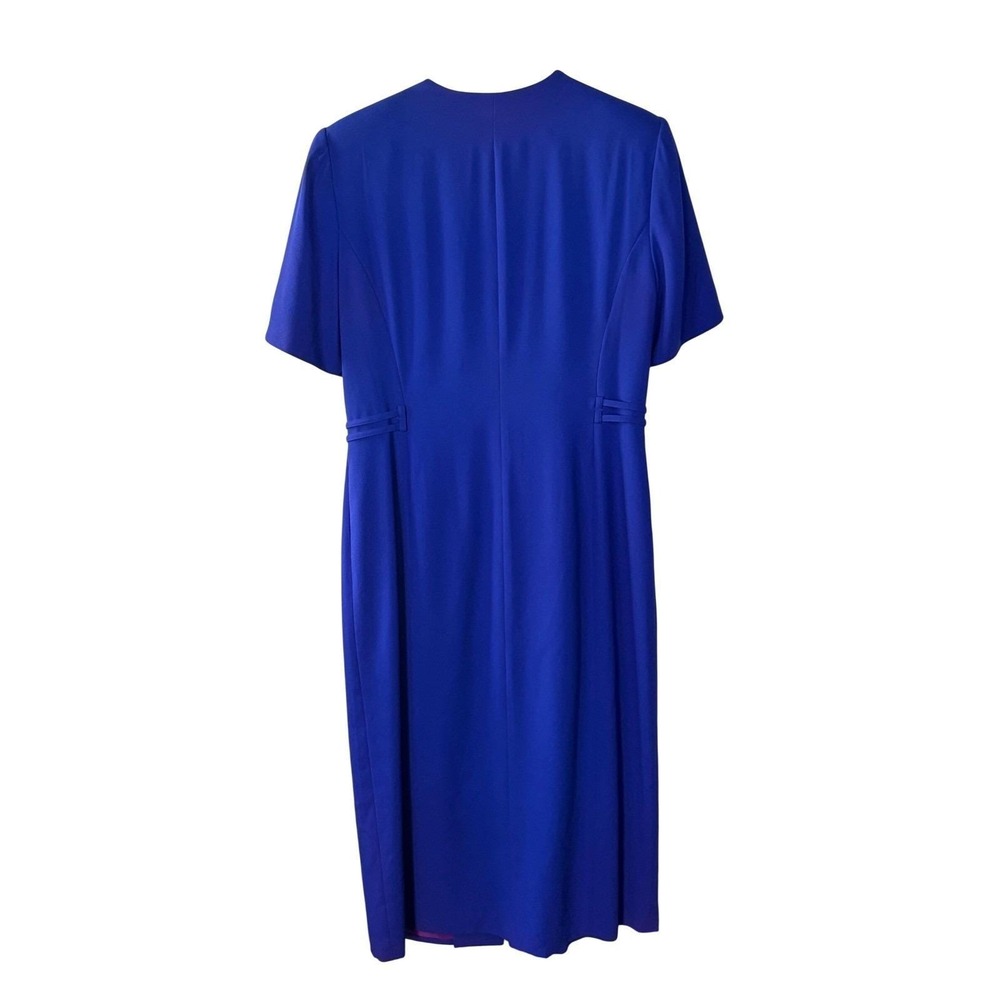 Kasper for ASL Royal Blue Button Front Sheath Dress Vintage Gold Buttons Size 12 - Picture 2 of 15